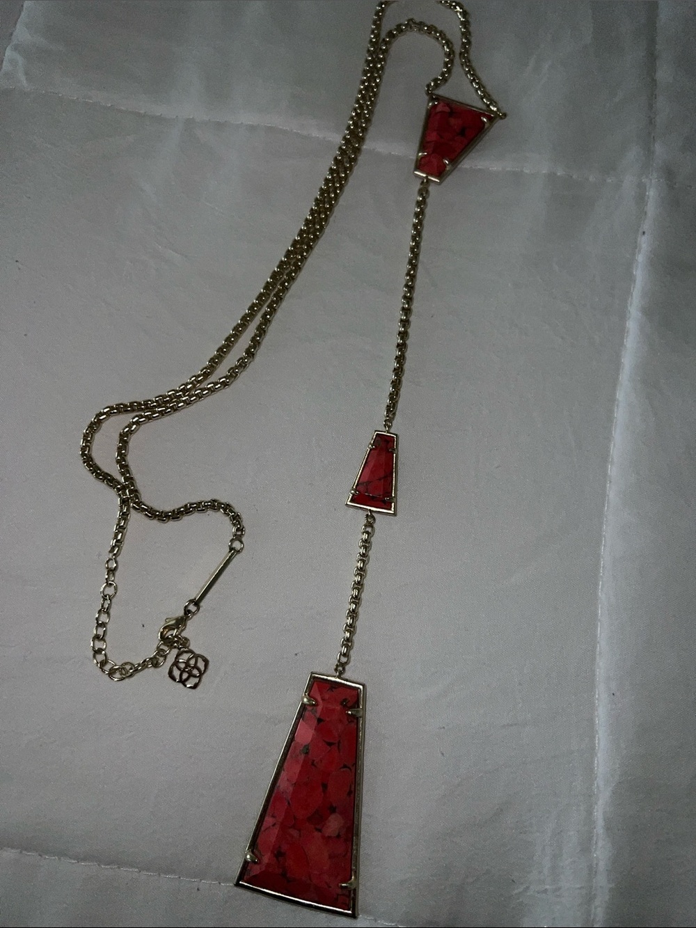 Kendra Scott Gold-Tone Necklace with Red Geometric Pendants